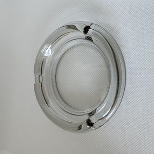 Small Light Smokey Gray Glass Ashtray Round Retro-Decor 3 Cigarette Slots